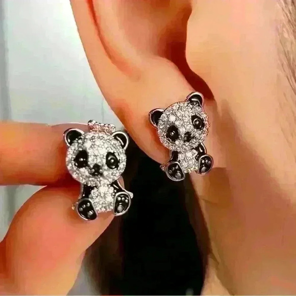 Small Panda 🐼 Stud Earrings - Picture 2 of 3